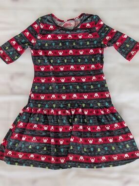Disney Girl's Dress Size M 7/8 Red Green Minnie Mouse Ears Christmas Holiday